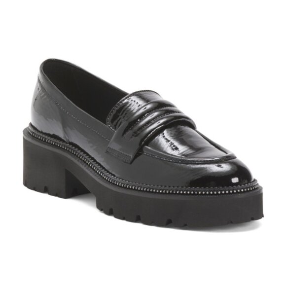 SOLDINI Patent Leather Penny Loafers With Chunky Sole - Picture 1 of 3